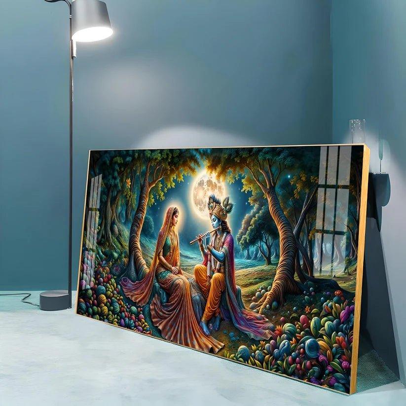 Krishna Radha Colorful Painting Premium Acrylic Floating Wall Painting - Decor Smart