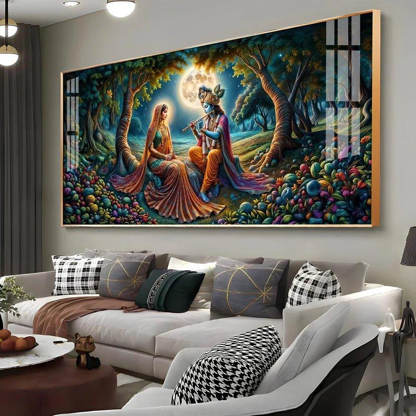 Krishna Radha Colorful Painting Premium Acrylic Floating Wall Painting - Decor Smart