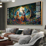 Krishna Radha Colorful Painting Premium Acrylic Floating Wall Painting - Decor Smart