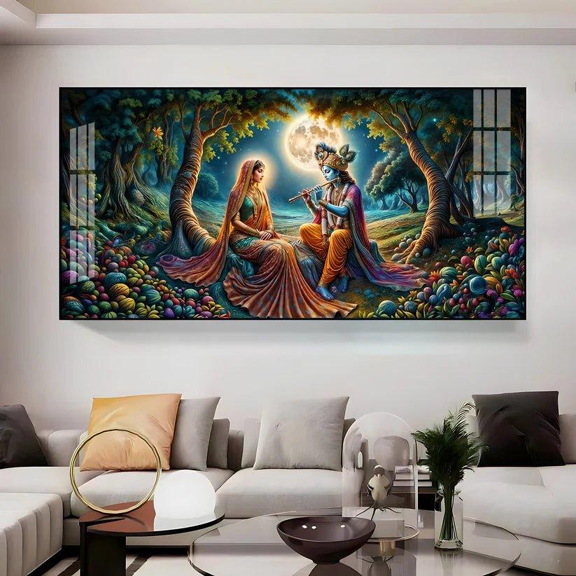 Krishna Radha Colorful Painting Premium Acrylic Floating Wall Painting - Decor Smart