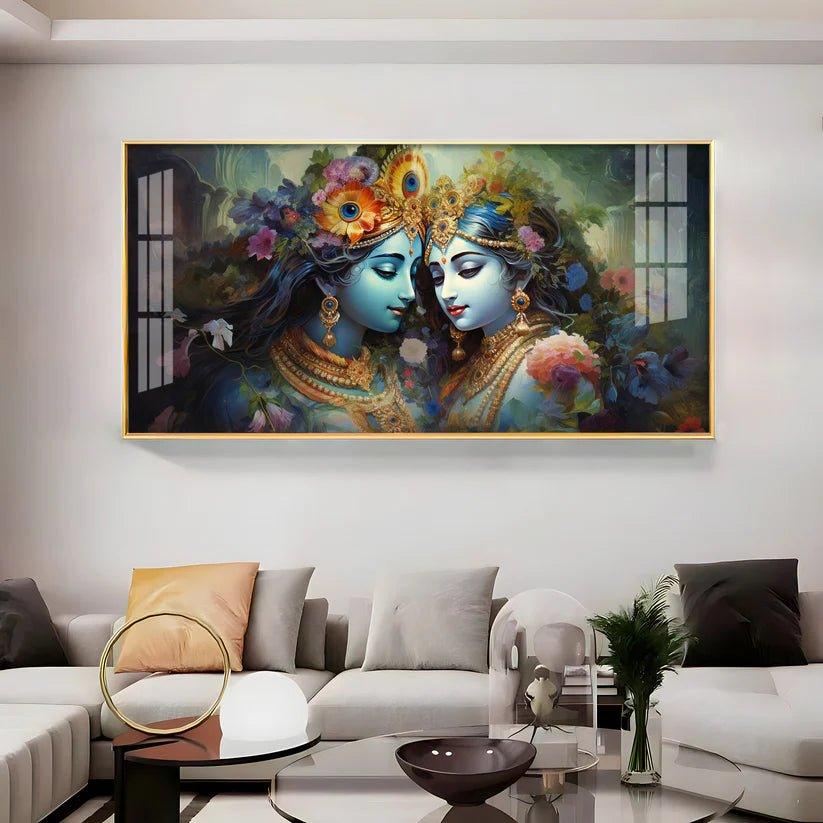 Krishna's Love for Radha Premium Acrylic Floating Wall Painting - Decor Smart