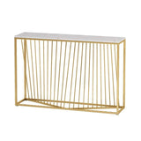 Linear Design Golden Metal Stand Console Marble Table - Decor Smart