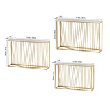 Linear Design Golden Metal Stand Console Marble Table - Decor Smart