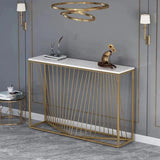 Linear Design Golden Metal Stand Console Marble Table - Decor Smart