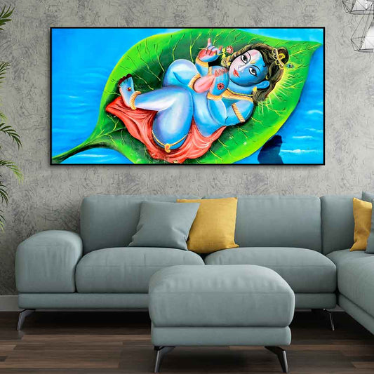 Little Krishna Abstract Wall Painting - Decor Smart