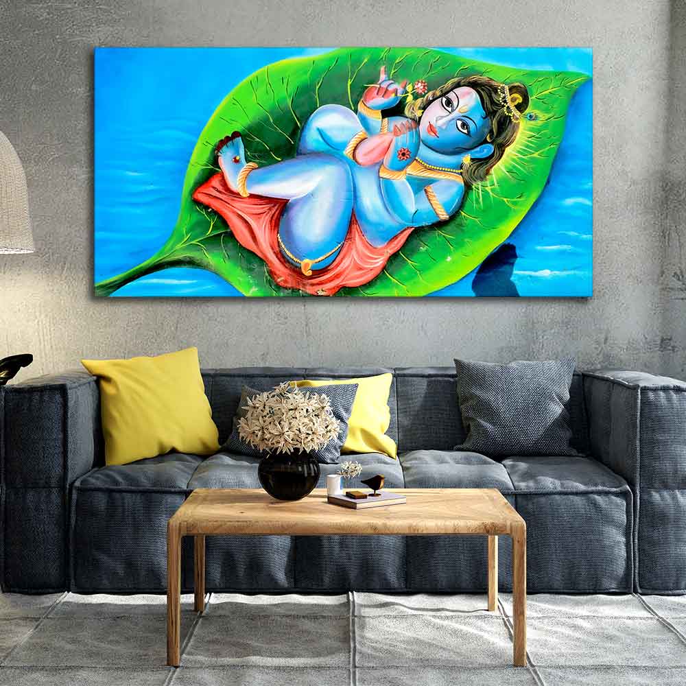 Little Krishna Abstract Wall Painting - Decor Smart