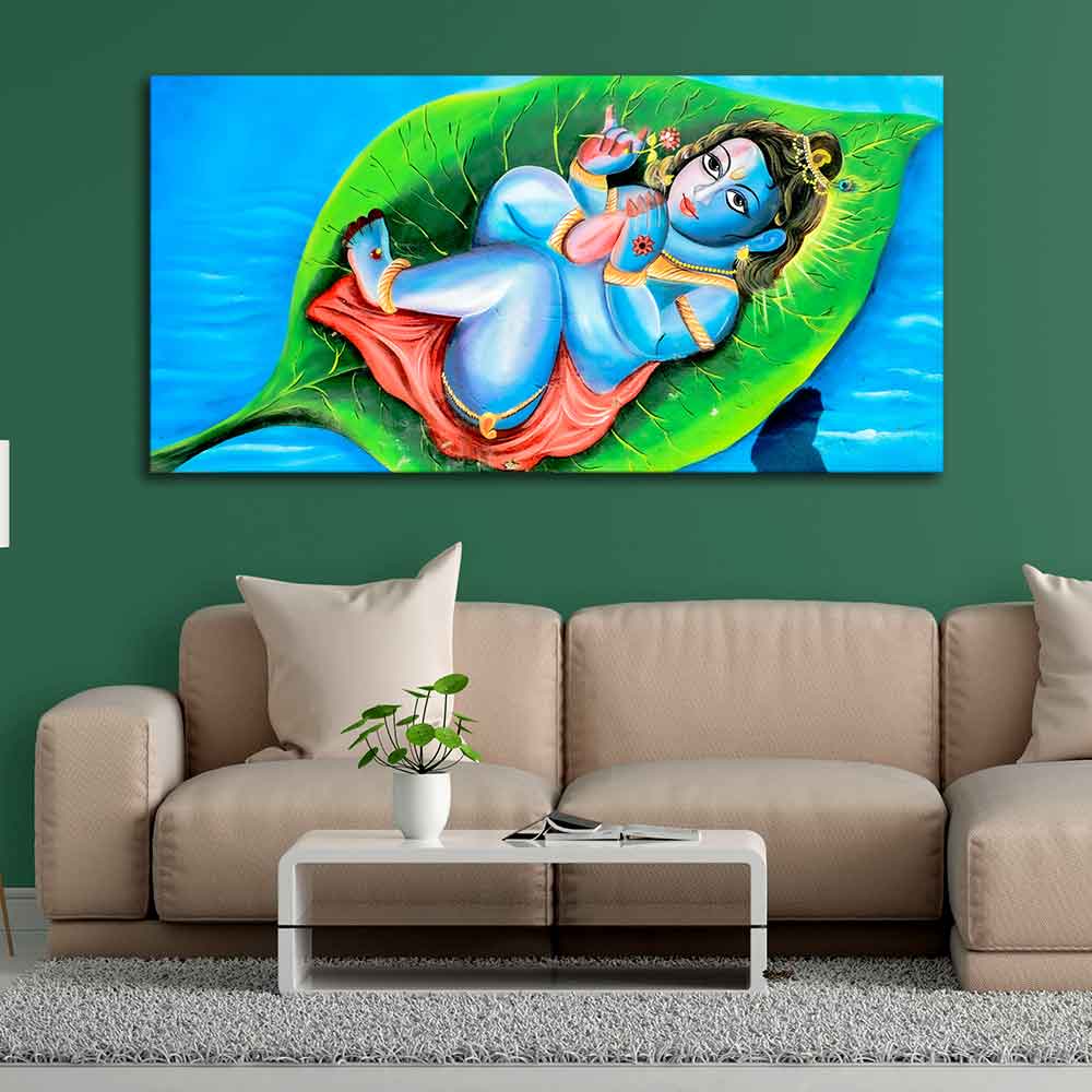 Little Krishna Abstract Wall Painting - Decor Smart