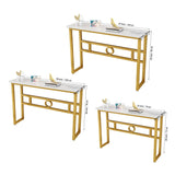 Long Narrow White Gold Marble Console Table - Decor Smart