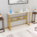 Long Narrow White Gold Marble Console Table - Decor Smart