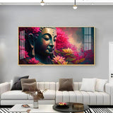 Lord Buddha Blossoms Premium Acrylic Floating Wall Painting - Decor Smart