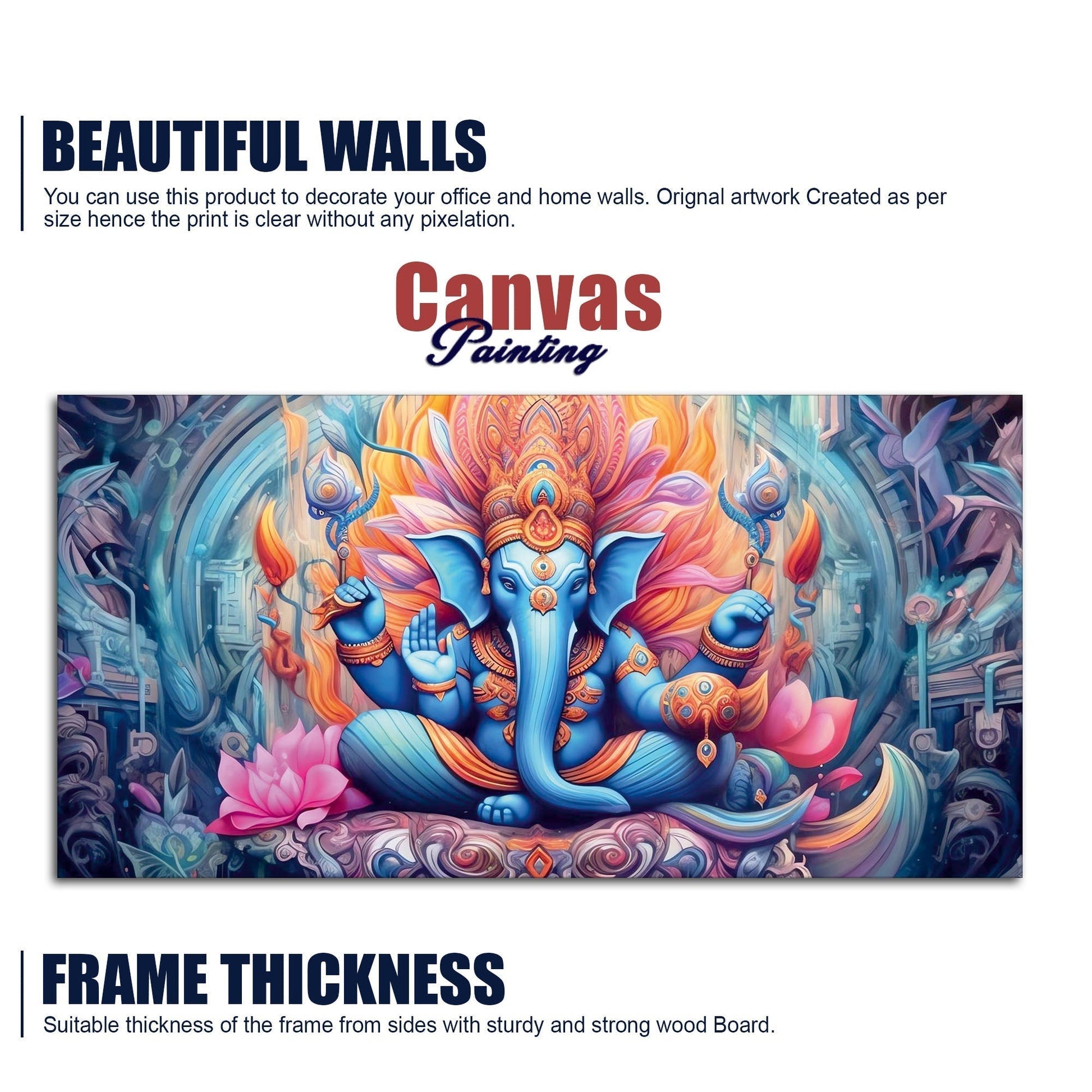 Lord Ganesh Decoative Artistic Canvas Wall Painiting - Decor Smart