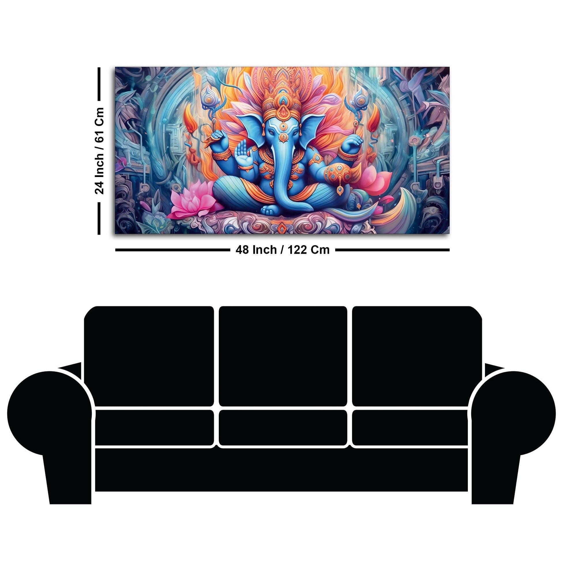 Lord Ganesh Decoative Artistic Canvas Wall Painiting - Decor Smart