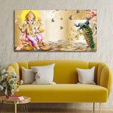 Lord Ganesha and Peacocks Canvas Wall Painting - Decor Smart