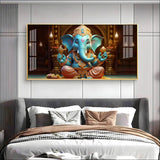 Lord Ganesha Holding Shell Premium Acrylic Floating Wall Painting - Decor Smart