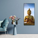 Lord Golden Buddha Meditating Premium Canvas Wall Painting - Decor Smart