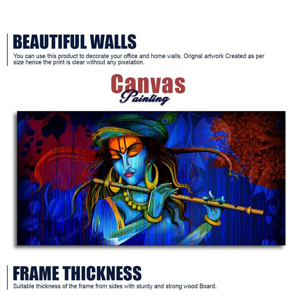 Lord Krishna Playing Flute Wall Painting - Decor Smart