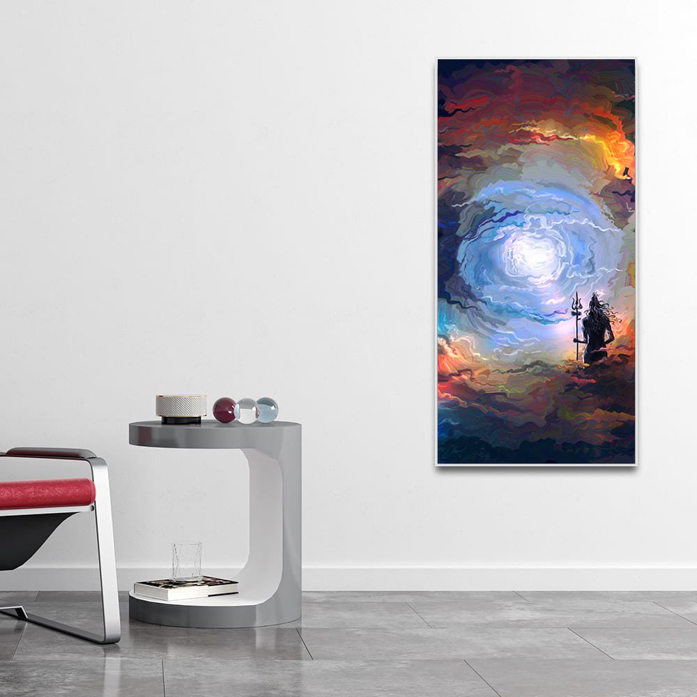 Lord Mahadev in Dramatic Sky Canvas Wall Painting - Decor Smart