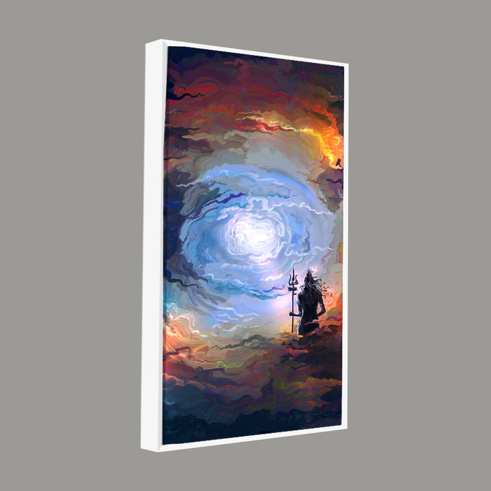 Lord Mahadev in Dramatic Sky Canvas Wall Painting - Decor Smart