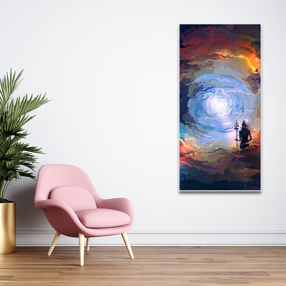 Lord Mahadev in Dramatic Sky Canvas Wall Painting - Decor Smart
