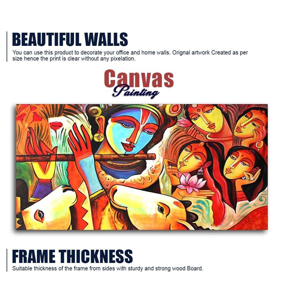 Lord Radha Krishna Decorative Pattern Canvas Big Wall Painting Wall Art - Decor Smart