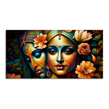 Lord Radha Krishna Face Artistic Art Canvas Wall Painting - Decor Smart