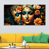 Lord Radha Krishna Face Artistic Art Canvas Wall Painting - Decor Smart