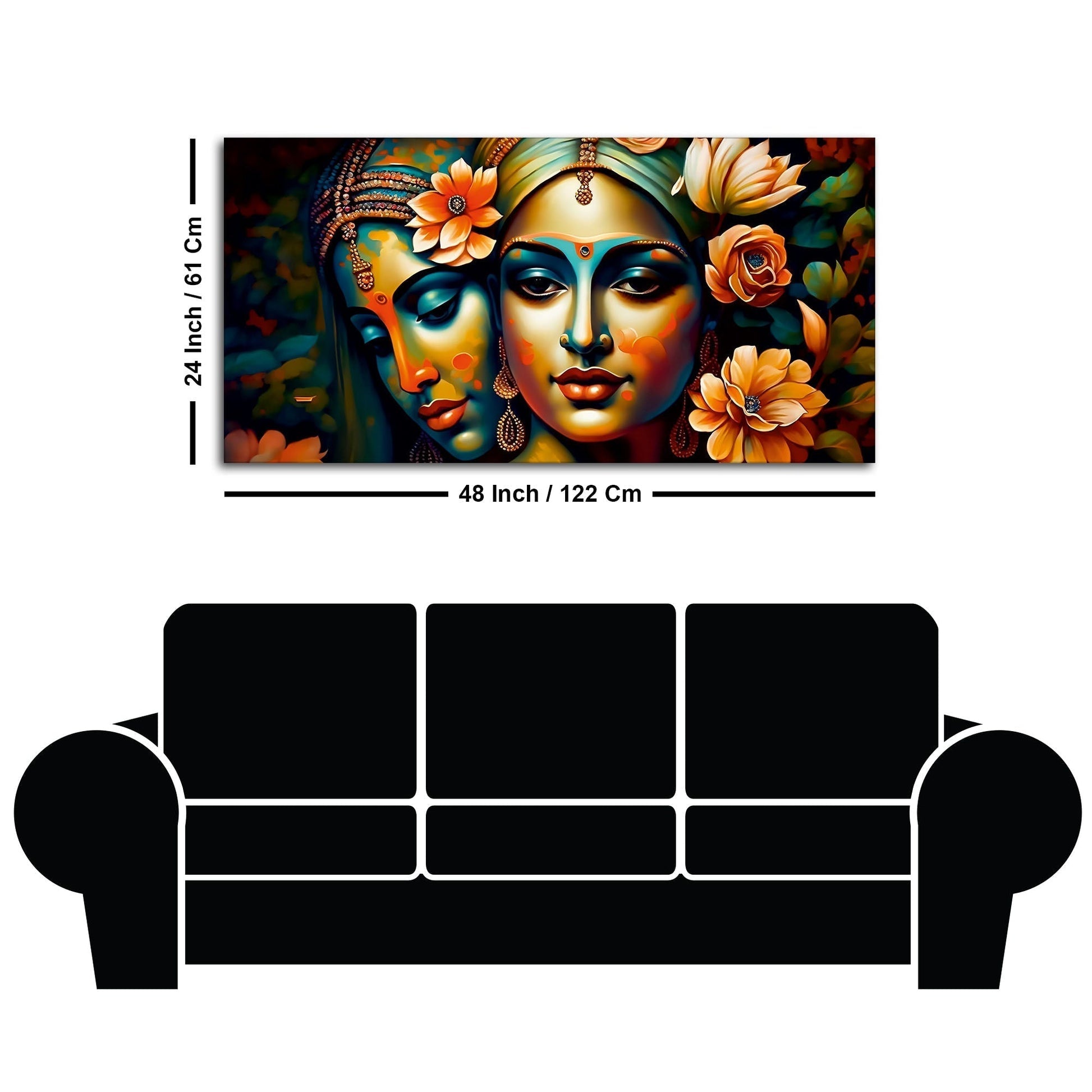 Lord Radha Krishna Face Artistic Art Canvas Wall Painting - Decor Smart