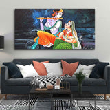 Lord Radha Krishna in Dark Forest Canvas Big Wall Painting Wall Art - Decor Smart