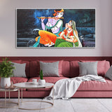 Lord Radha Krishna in Dark Forest Canvas Big Wall Painting Wall Art - Decor Smart