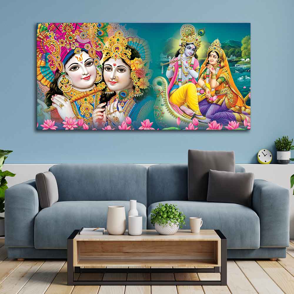 Lord Radha Krishna Religious Wall Painting - Decor Smart
