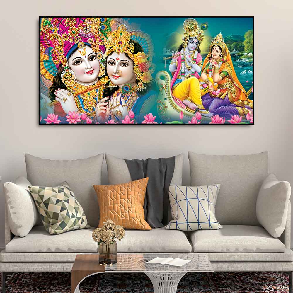 Lord Radha Krishna Religious Wall Painting - Decor Smart