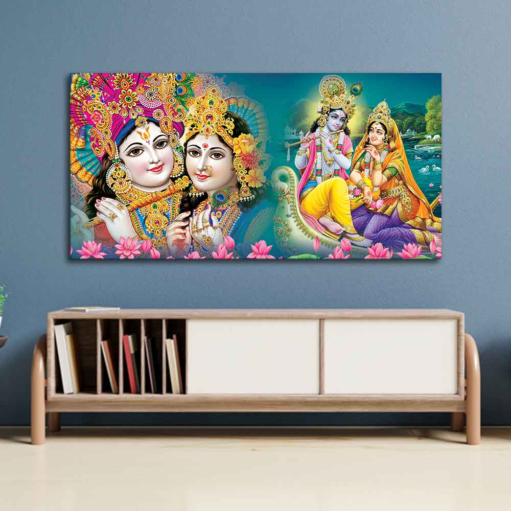 Lord Radha Krishna Religious Wall Painting - Decor Smart