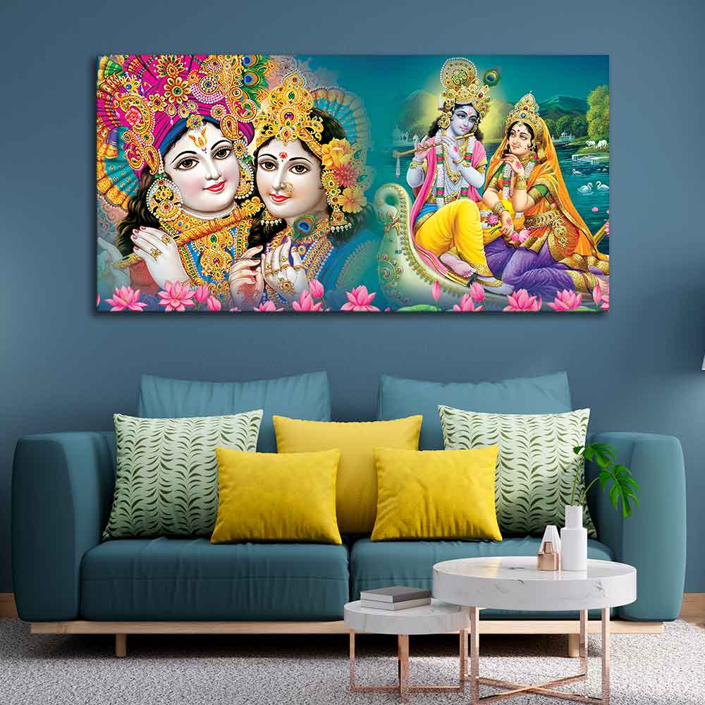 Lord Radha Krishna Religious Wall Painting - Decor Smart