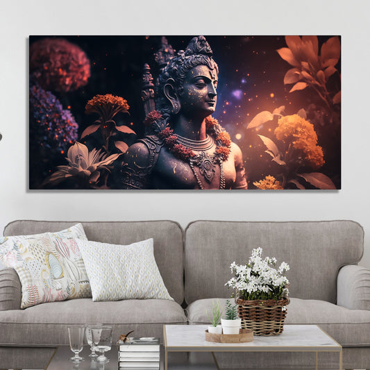 Lord Shiv Shankar Statue Premium Canvas Wall Painting - Decor Smart