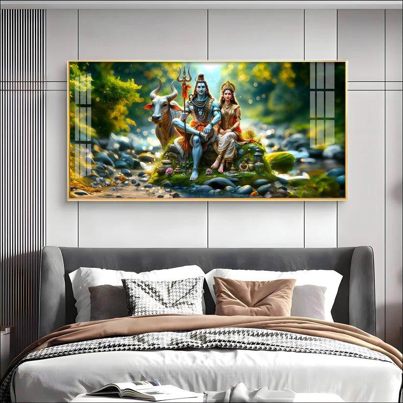 Lord Shiva and Shakti Premium Acrylic Floating Wall Painting - Decor Smart
