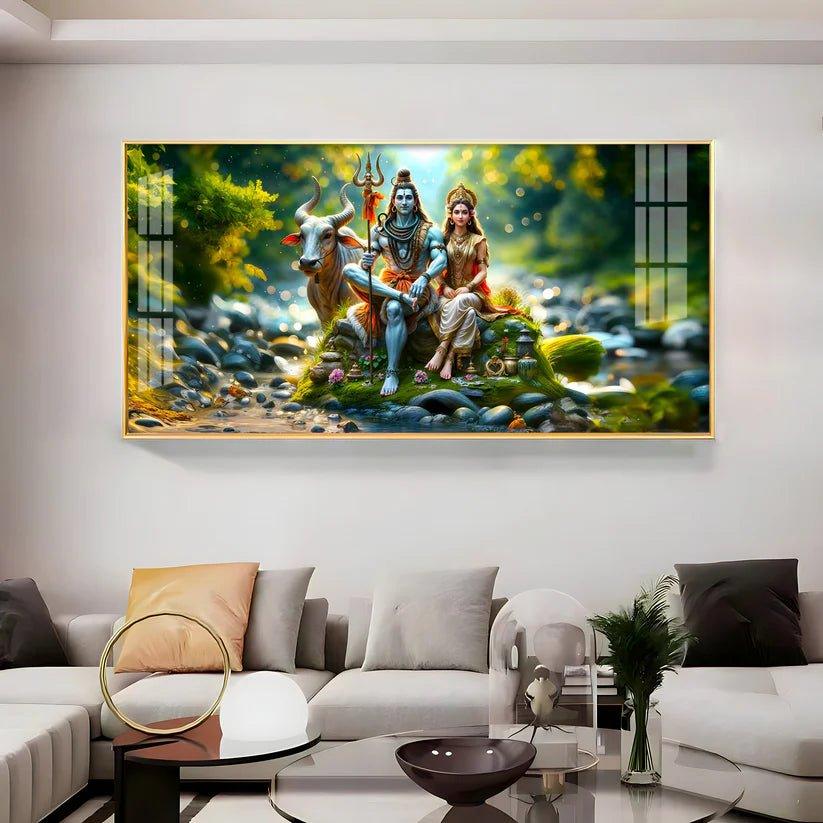 Lord Shiva and Shakti Premium Acrylic Floating Wall Painting - Decor Smart