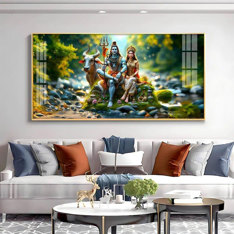 Lord Shiva and Shakti Premium Acrylic Floating Wall Painting - Decor Smart