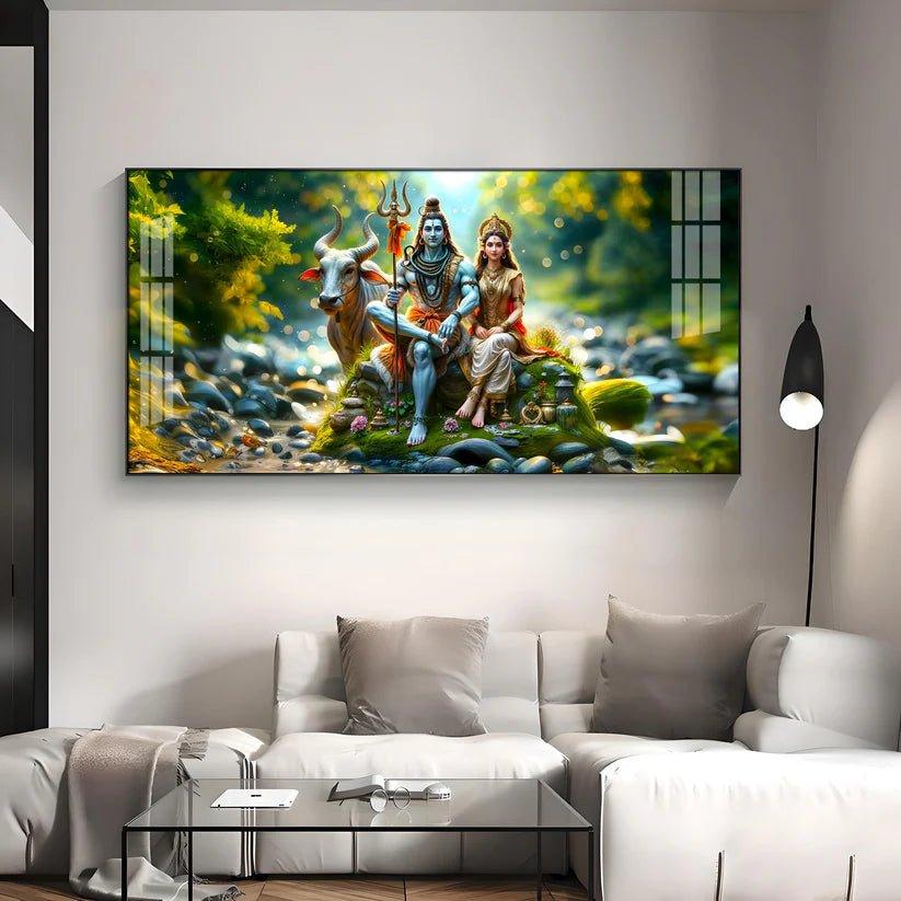 Lord Shiva and Shakti Premium Acrylic Floating Wall Painting - Decor Smart