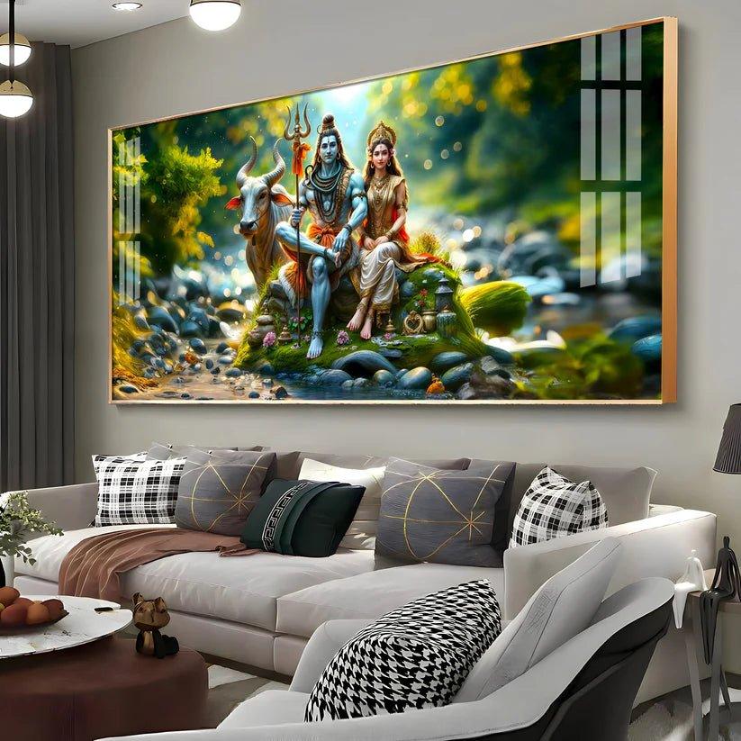 Lord Shiva and Shakti Premium Acrylic Floating Wall Painting - Decor Smart