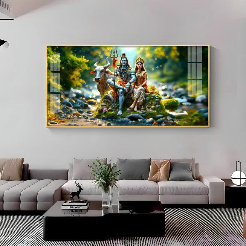 Lord Shiva and Shakti Premium Acrylic Floating Wall Painting - Decor Smart