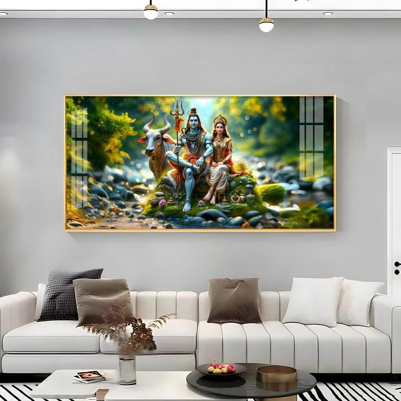 Lord Shiva and Shakti Premium Acrylic Floating Wall Painting - Decor Smart