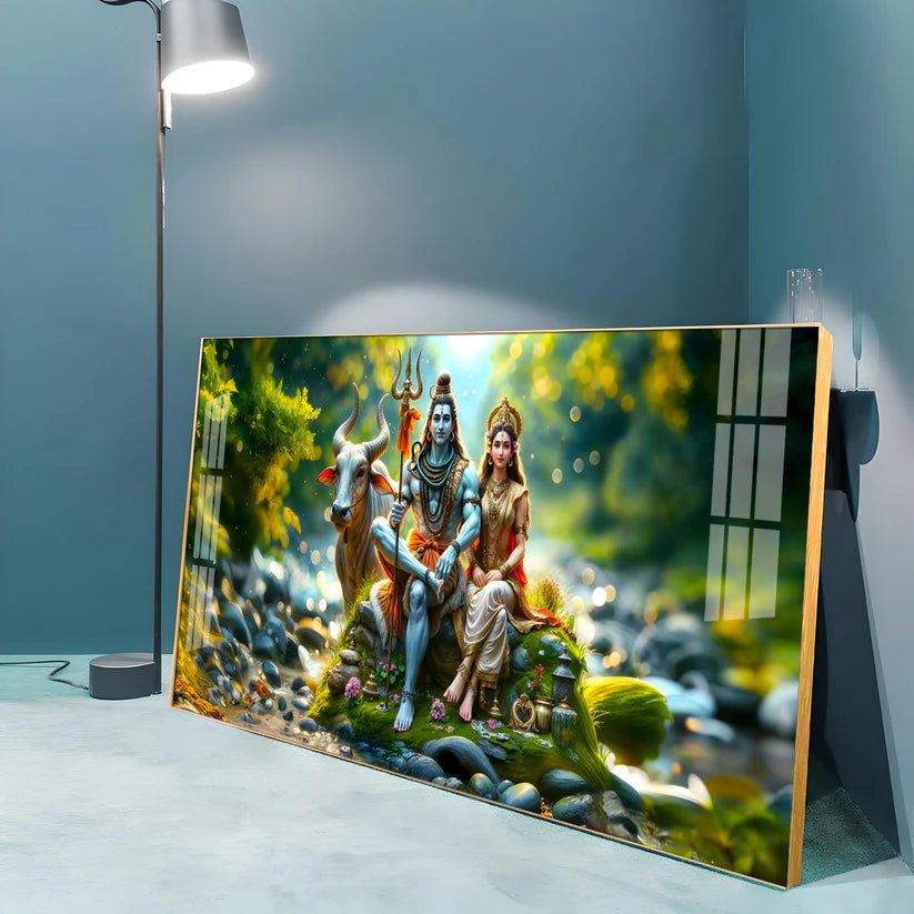 Lord Shiva and Shakti Premium Acrylic Floating Wall Painting - Decor Smart