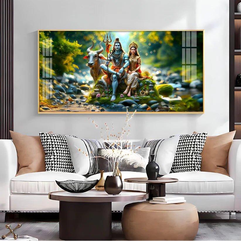 Lord Shiva and Shakti Premium Acrylic Floating Wall Painting - Decor Smart