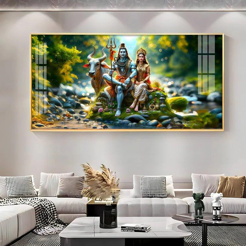 Lord Shiva and Shakti Premium Acrylic Floating Wall Painting - Decor Smart