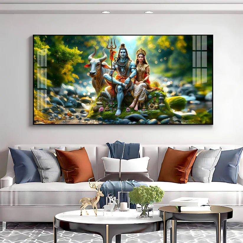 Lord Shiva and Shakti Premium Acrylic Floating Wall Painting - Decor Smart