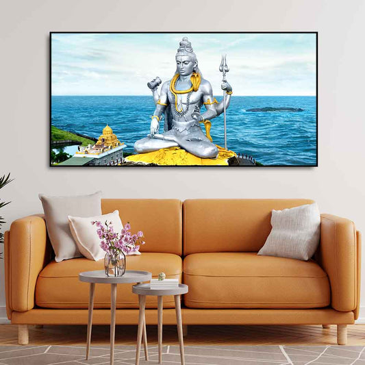 Lord Shiva Statue Canvas Wall Painting - Decor Smart