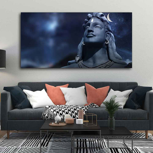 Lord Shiva with Moon on the Head Wall Painting - Decor Smart