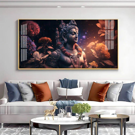 Lord Shiva with Rosary Premium Acrylic Floating Wall Painting - Decor Smart