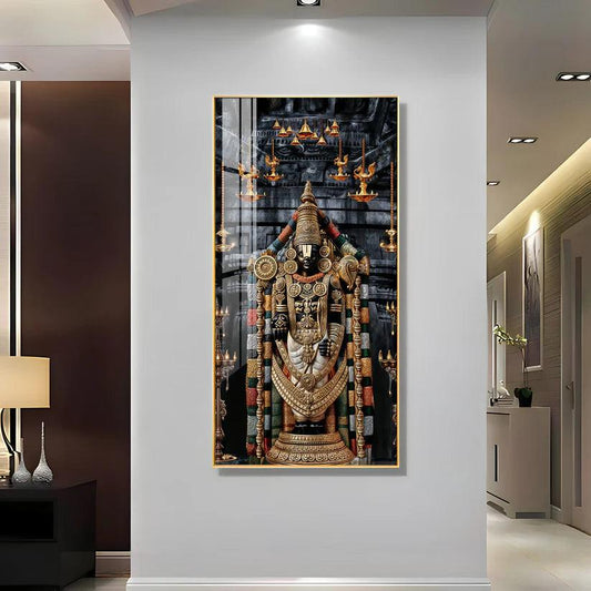 Lord Tirupati Premium Acrylic Floating Vertical Wall Painting - Decor Smart