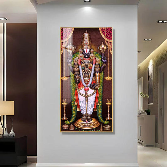 Lord Venkateswara Tirupati Balaji Premium Acrylic Floating Vertical Wall Painting - Decor Smart